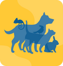 silhouette of animals including a dog, cat, and rabbit