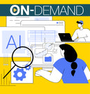 Illustration of a person working on a computer with 'ON-DEMAND' text and AI graphics.