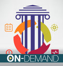 Illustration of a colorful column with educational symboles with on-demand text.