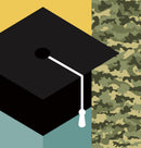 Graduation cap on  a camouflage pattern background