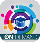 Graphic of people around a graduation cap with on-demand text