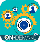 Gears interlocking with people in the middle with on-demand text