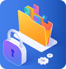 Illustration of a lock and file folder with iles in the folder.