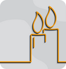Graphic of two lit candles